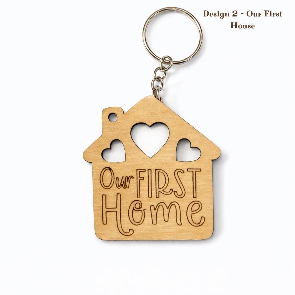 Wooden House Keyring, Personalized House Keychain, New Home Gift, Housewarming Gift, Realtor Closing Gift, Custom Wooden Key Holder