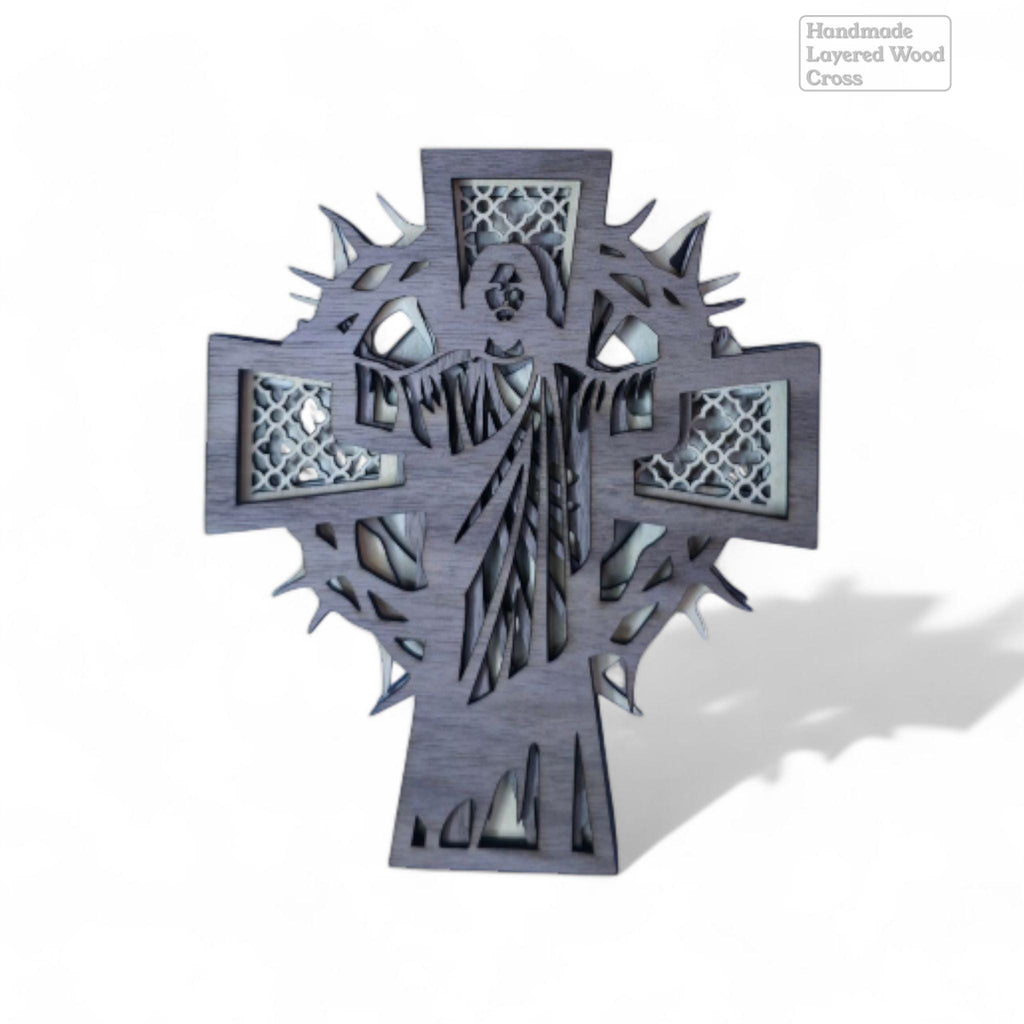 Layered Wooden Jesus Cross, Christian Wall Decor, Religious Home Decor, Wooden Cross Art, Faith Gift, Church Decor, Christian Gift