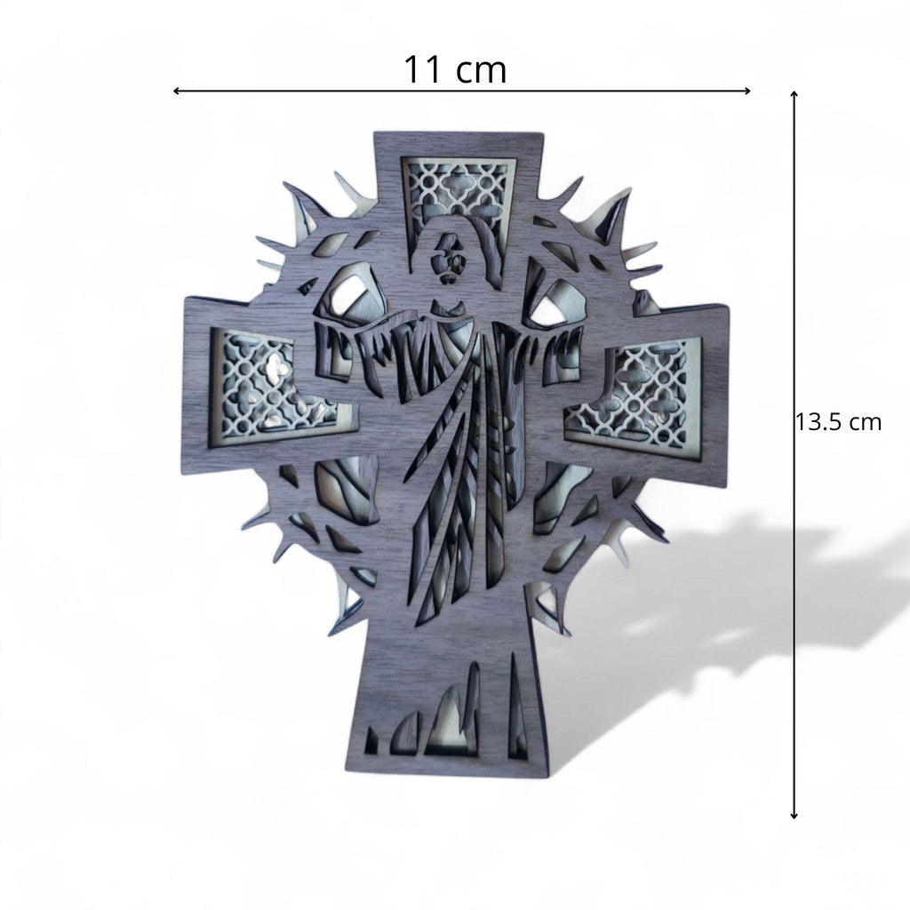 Layered Wooden Jesus Cross, Christian Wall Decor, Religious Home Decor, Wooden Cross Art, Faith Gift, Church Decor, Christian Gift