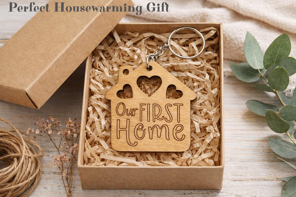 Wooden House Keyring, Personalized House Keychain, New Home Gift, Housewarming Gift, Realtor Closing Gift, Custom Wooden Key Holder