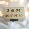 Personalized Wood Ring Box, Custom Engraved Initials & Date, Rustic Wedding Keepsake