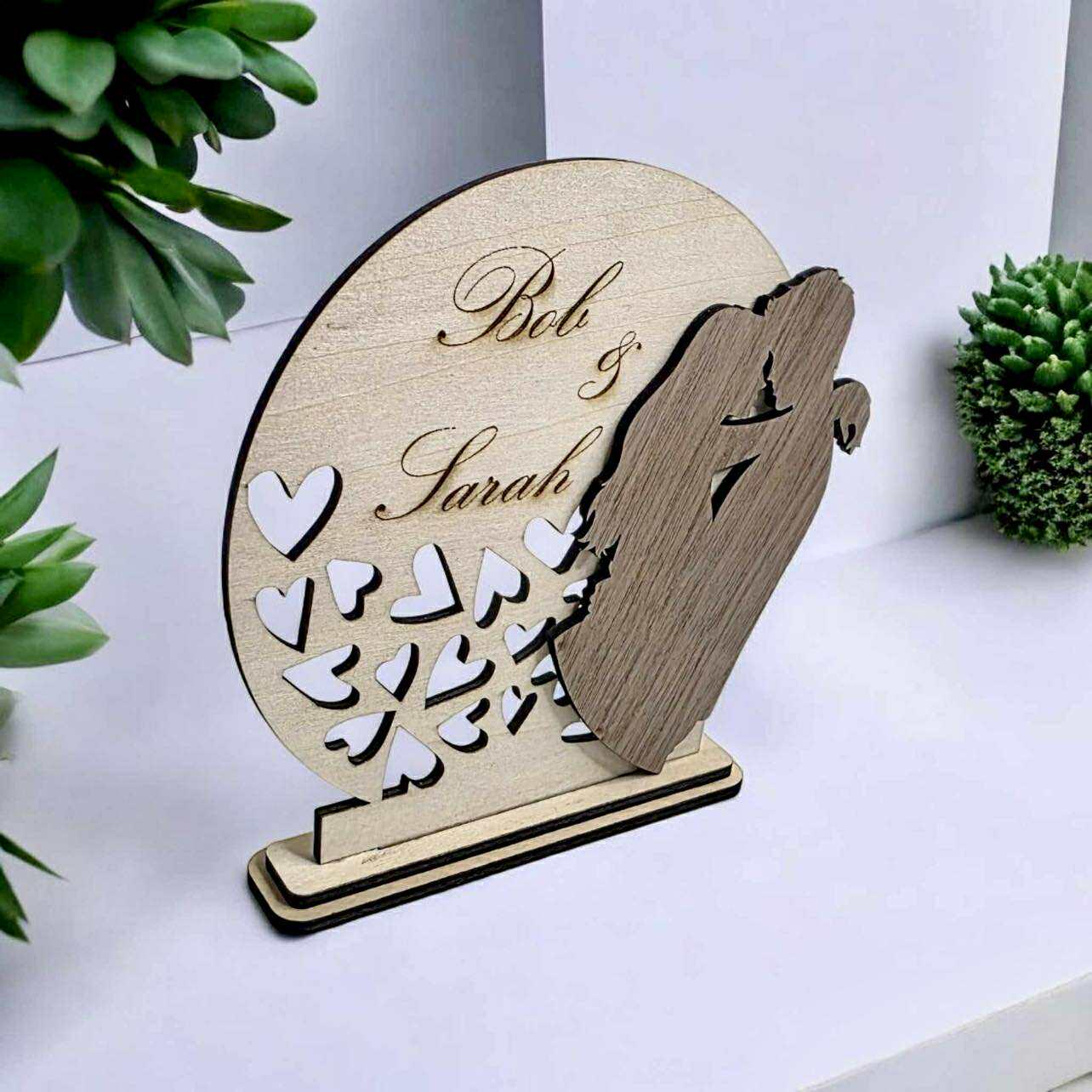 Personalized Wooden Couple Ornament • Anniversary, Wedding Gift