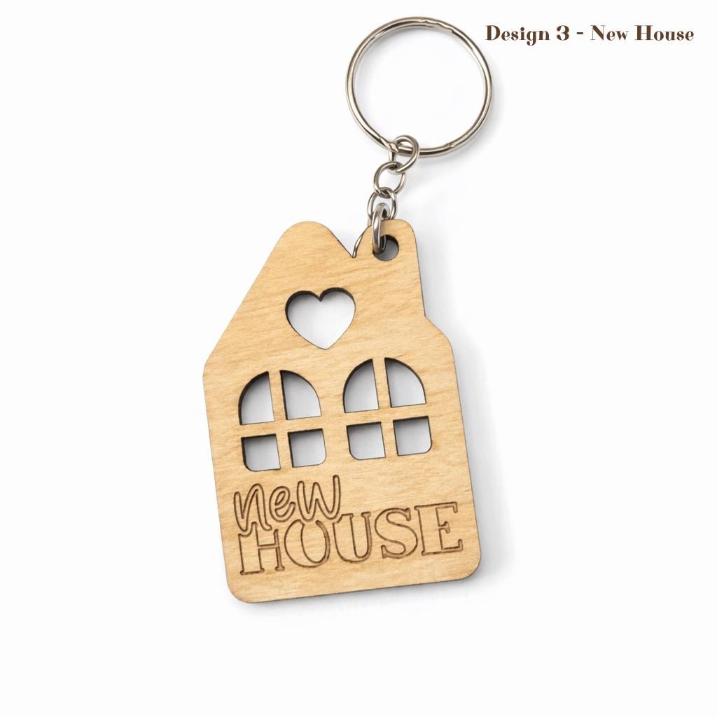 Wooden House Keyring, Personalized House Keychain, New Home Gift, Housewarming Gift, Realtor Closing Gift, Custom Wooden Key Holder