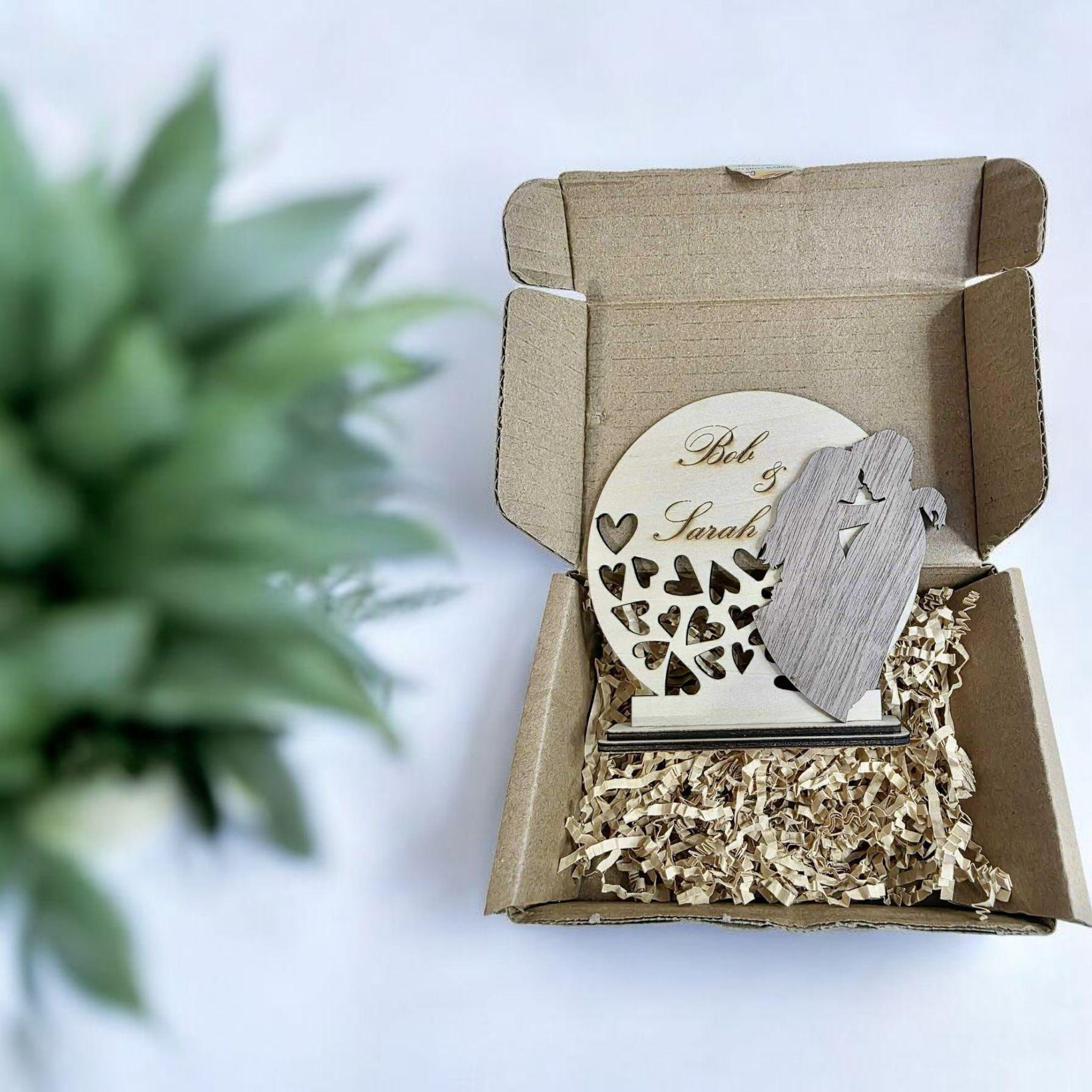 Personalized Wooden Couple Ornament • Anniversary, Wedding Gift