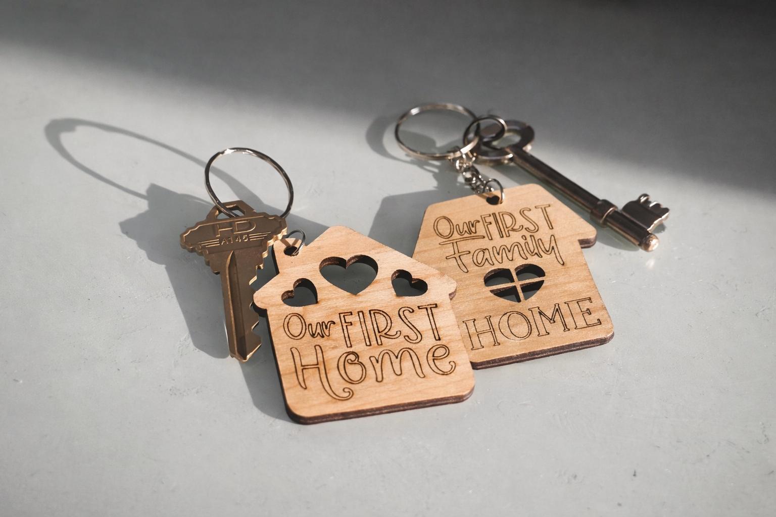 Wooden House Keyring, Personalized House Keychain, New Home Gift, Housewarming Gift, Realtor Closing Gift, Custom Wooden Key Holder